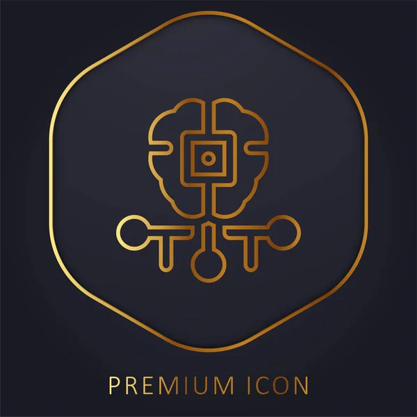 Искусственный Интеллект Золотая Линия Премиум Логотип Значок — стоковый вектор