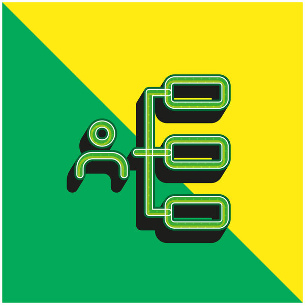 Зеленый и желтый современный трехмерный векторный логотип