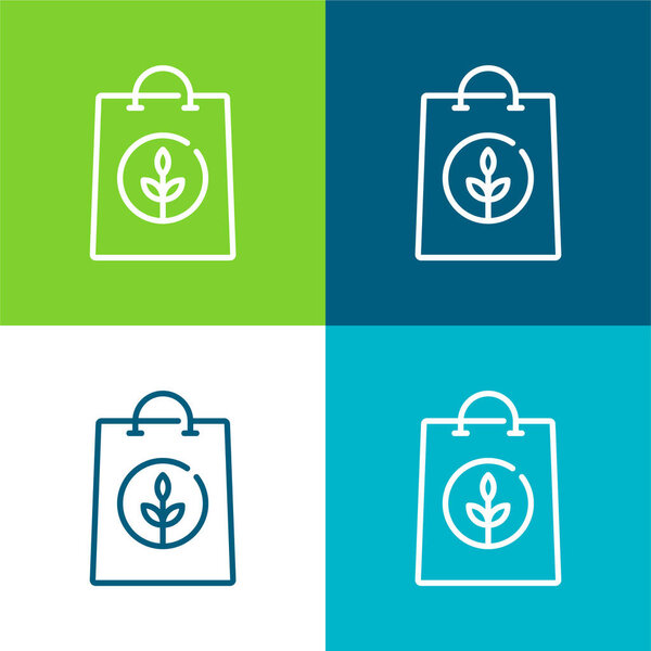 Bag Flat four color minimal icon set