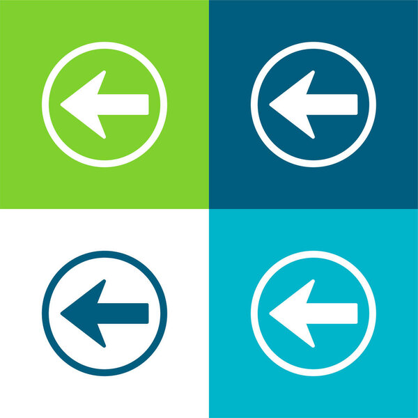 Навигационная кнопка со стрелкой назад Направление влево Плоский четырехцветный минимальный набор значков