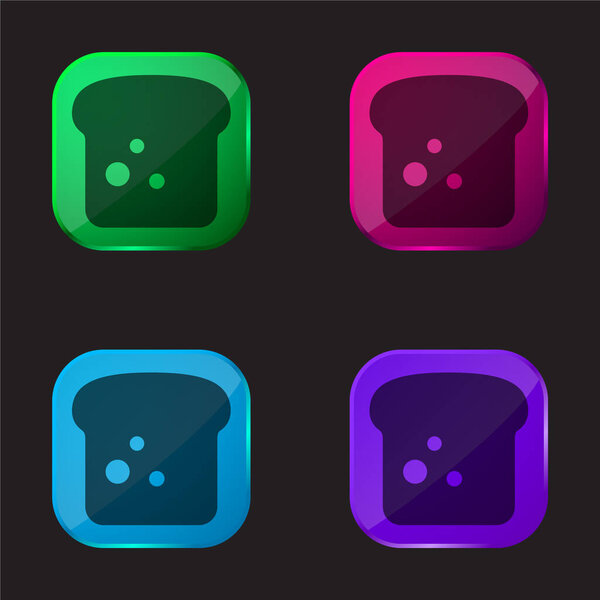 Bread four color glass button icon