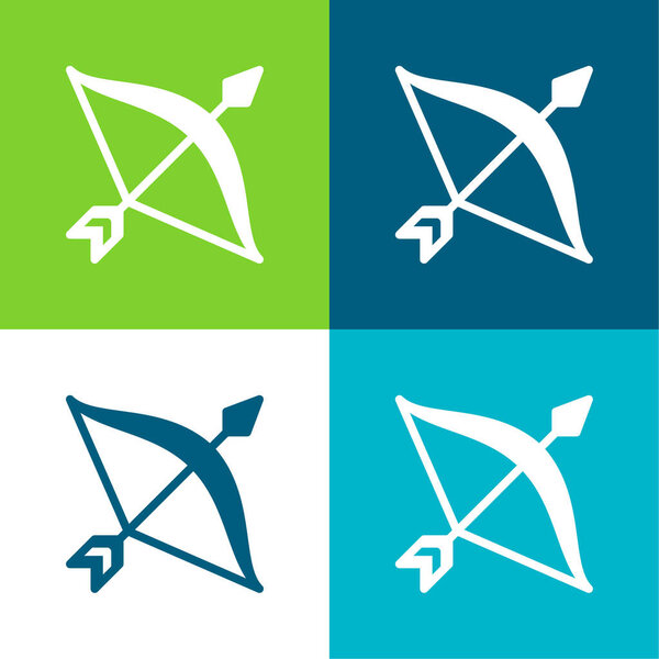 Bow Flat four color minimal icon set
