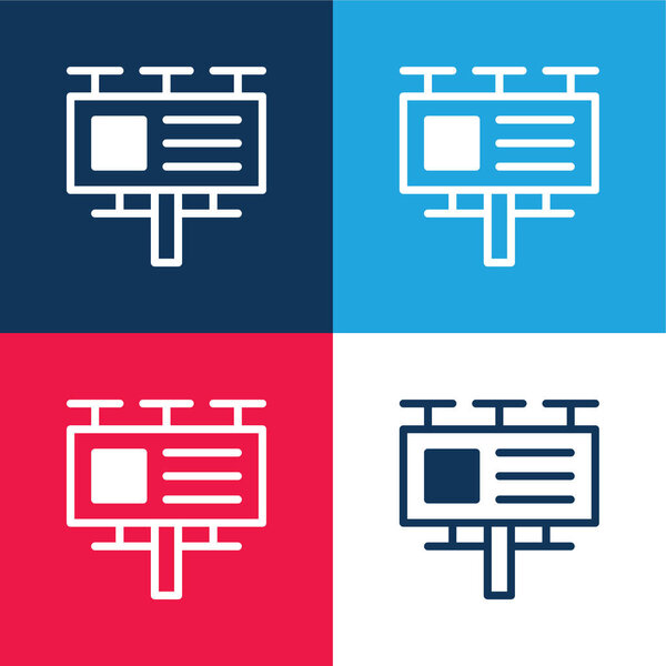 Billboard blue and red four color minimal icon set