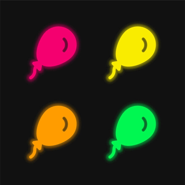 Balloon four color glowing neon vector icon