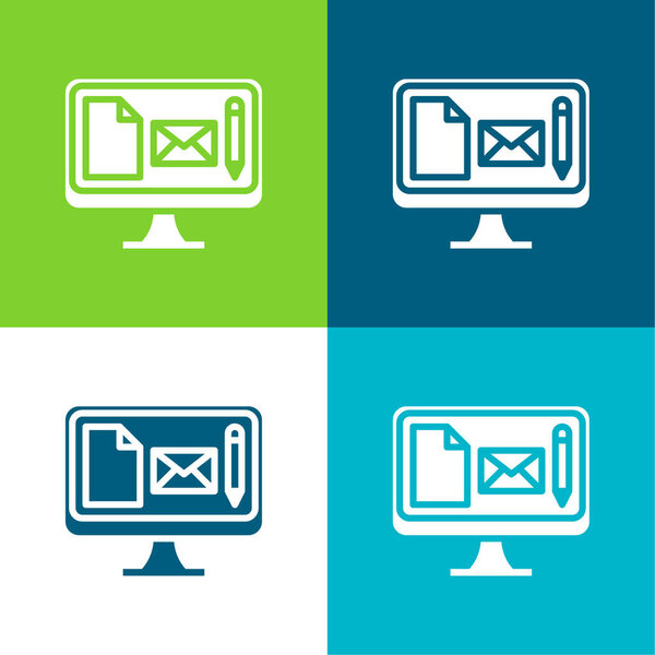 Branding Flat four color minimal icon set