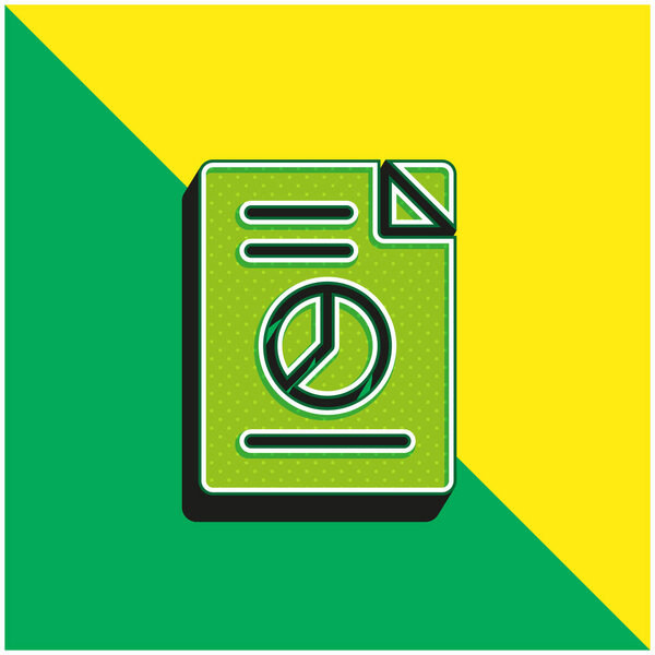 Аналитика Зеленый и желтый современный 3D логотип векторной иконки