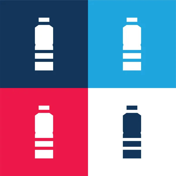 Bottle Blue Red Four Color Minimal Icon Set — Stock Vector