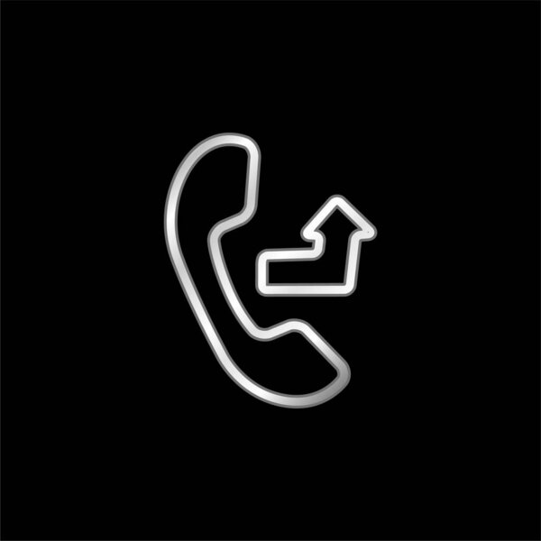 Auricular With An Outgoing Arrow Sign silver plated metallic icon