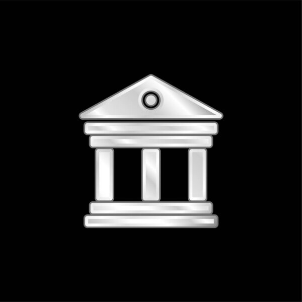 Античное элегантное здание с серебряными колоннами, икона из металла