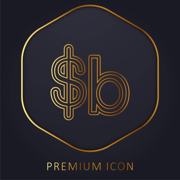 Bolivia Boliviano Currency Symbol golden line premium logo or icon