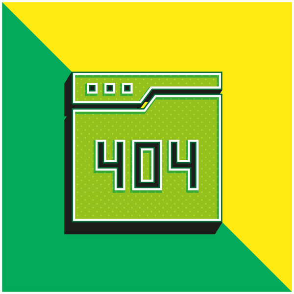 404 Ошибка Зеленый и желтый современный трехмерный векторный логотип