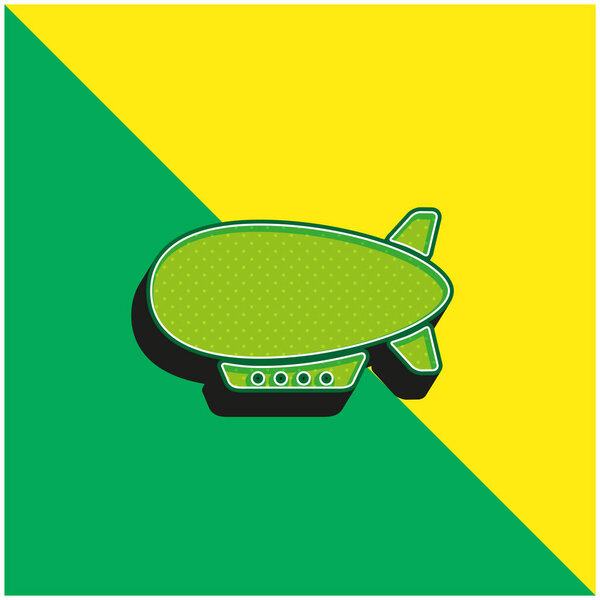 Airship Side View Green and yellow modern 3d vector icon logo