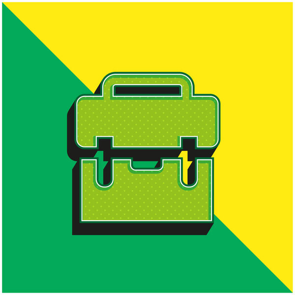 Black Suitcase Green and yellow modern 3d vector icon logo