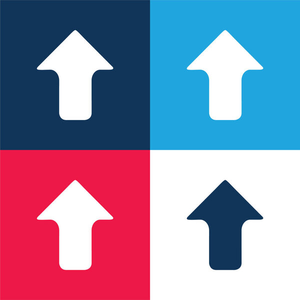 Arrow Pointing Upwards blue and red four color minimal icon set
