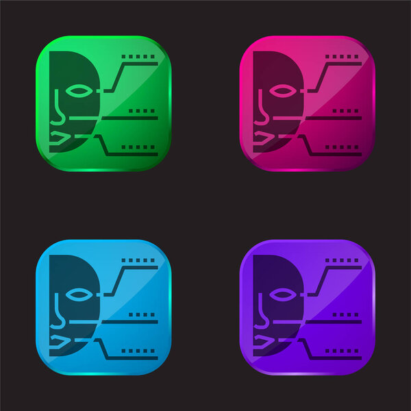 Биометрическая идентификация значок кнопки "четыре цветных стекла"