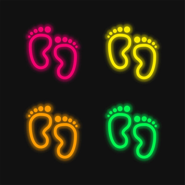 Baby Footprints четырехцветный неоновый вектор