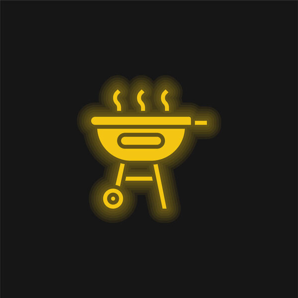Barbecue yellow glowing neon icon