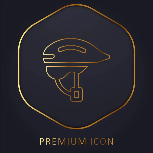 Kask Rowerowy Złotej Linii Logo Premium Lub Ikona — Wektor stockowy