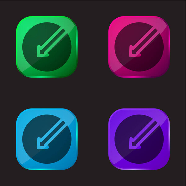 Arrow Left four color glass button icon