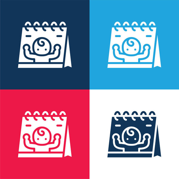 Born blue and red four color minimal icon set