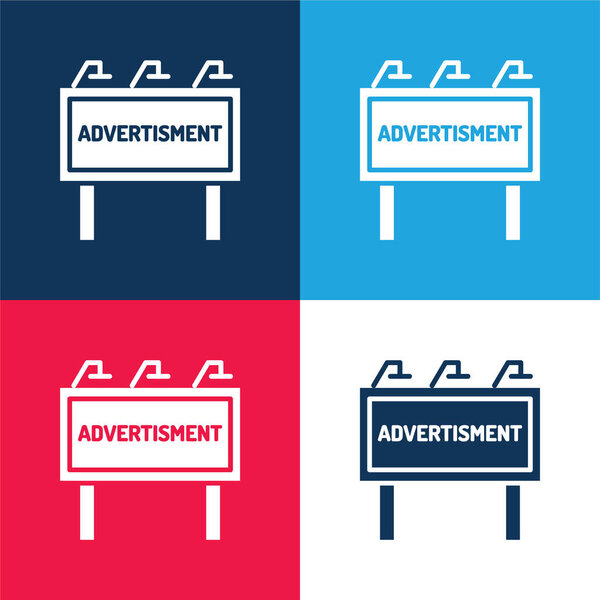 Ads blue and red four color minimal icon set