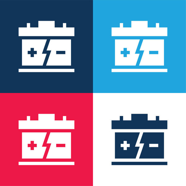 Battery blue and red four color minimal icon set