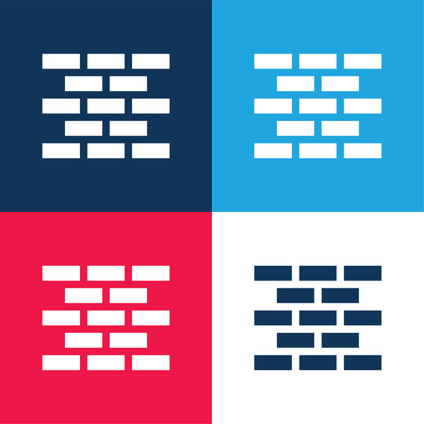 Brick Wall blue and red four color minimal icon set