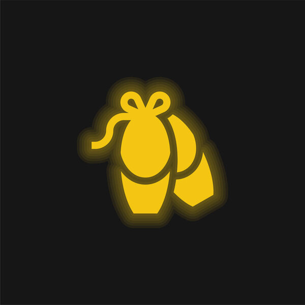 Ballerina yellow glowing neon icon