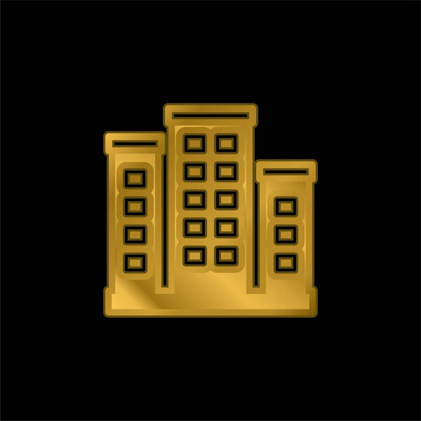 Apartment gold plated metalic icon or logo vector