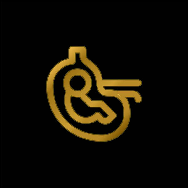 Baby gold plated metalic icon or logo vector