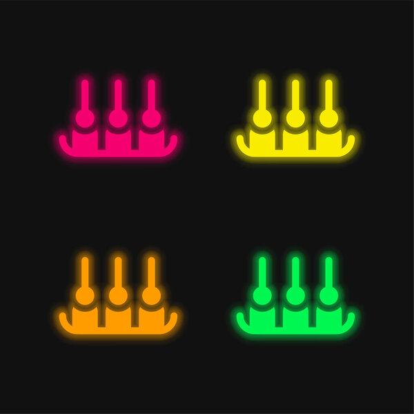 Appetizer four color glowing neon vector icon