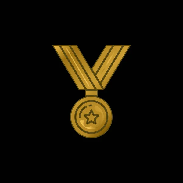 Award Gold Plated Metalic Icon Logo Vector — Stock Vector