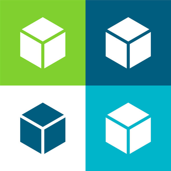 Минимальный набор значков Block Flat четырех цветов