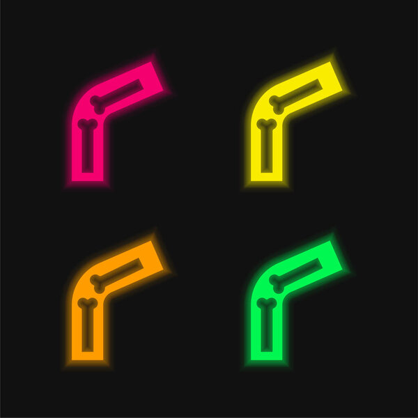 Кости четыре цвета светящийся неоновый вектор значок