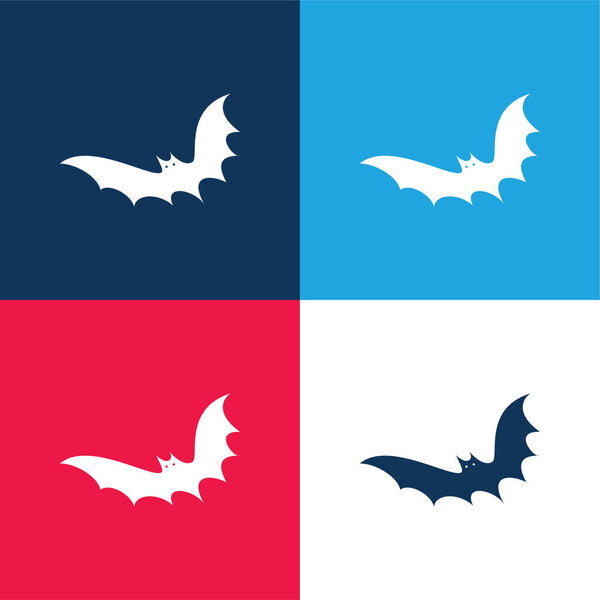 Bat blue and red four color minimal icon set