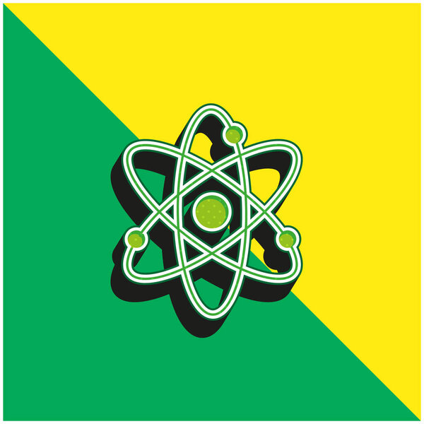 Atom Green and yellow modern 3d vector icon logo