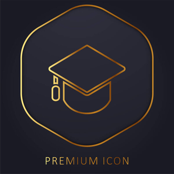 Big Mortarboard golden line premium logo or icon