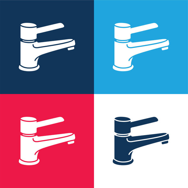 Bathroom Tap Tool To Control Water Supply blue and red four color minimal icon set