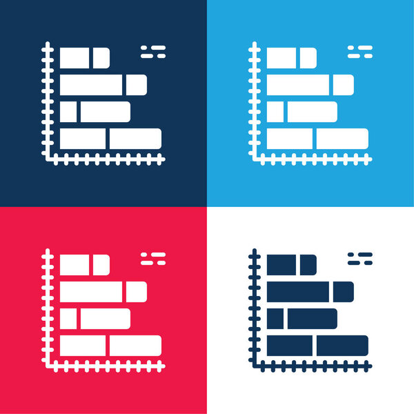 Analytics blue and red four color minimal icon set