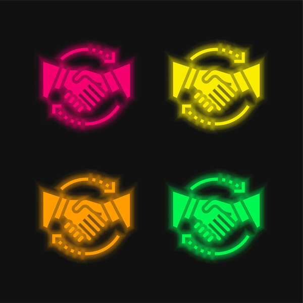 Agreement four color glowing neon vector icon