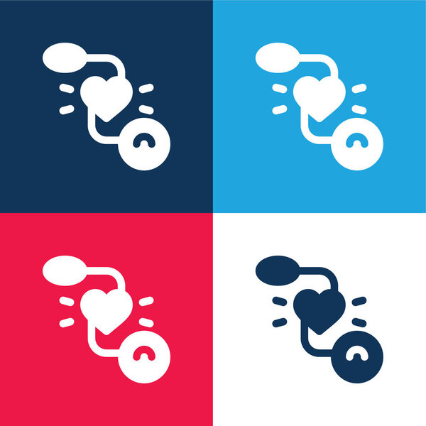 Blood Pressure Gauge blue and red four color minimal icon set