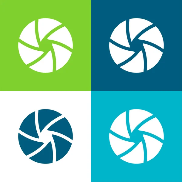 Aperture Flat Four Color Minimal Icon Set — Stock Vector