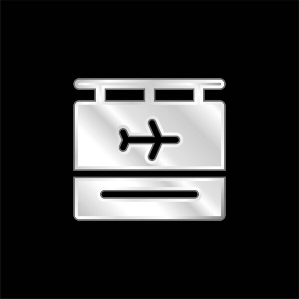 Airport silver plated metallic icon