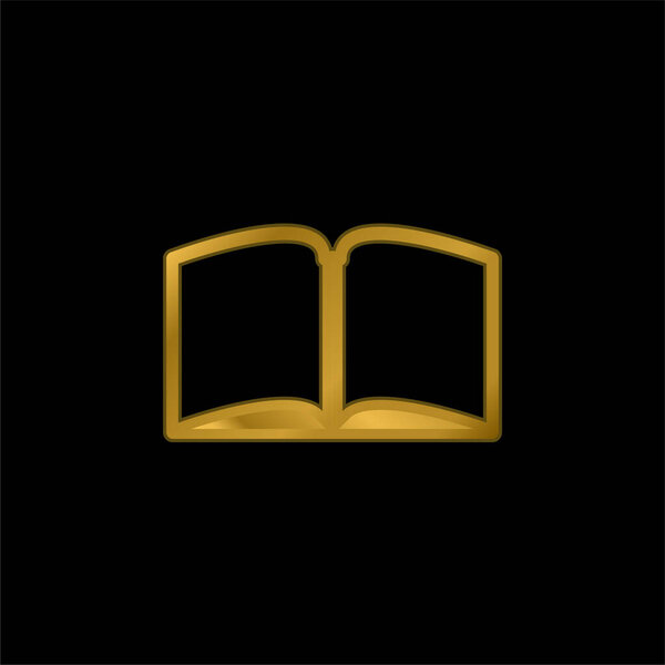 Book Open In The Middle gold plated metalic icon or logo vector