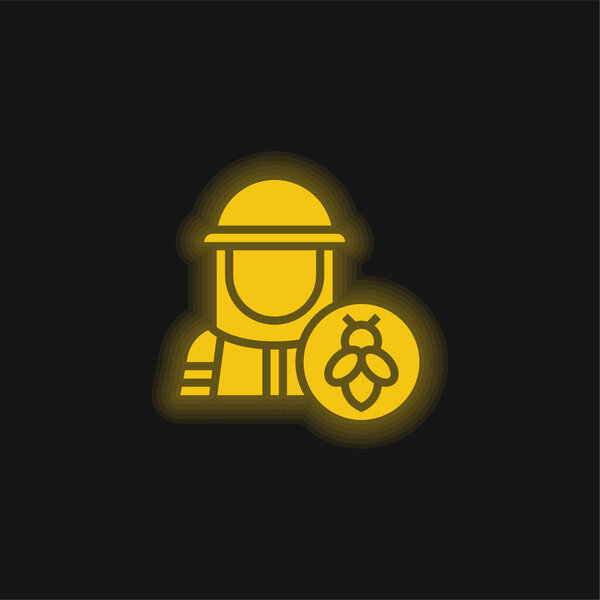 Beekeeper yellow glowing neon icon