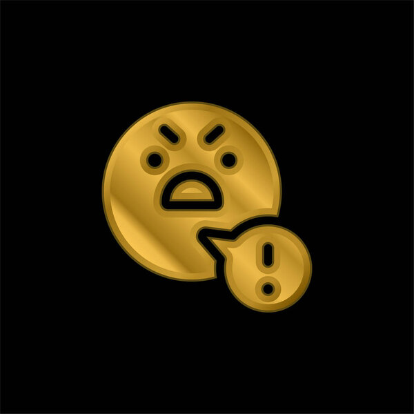 Angry gold plated metalic icon or logo vector