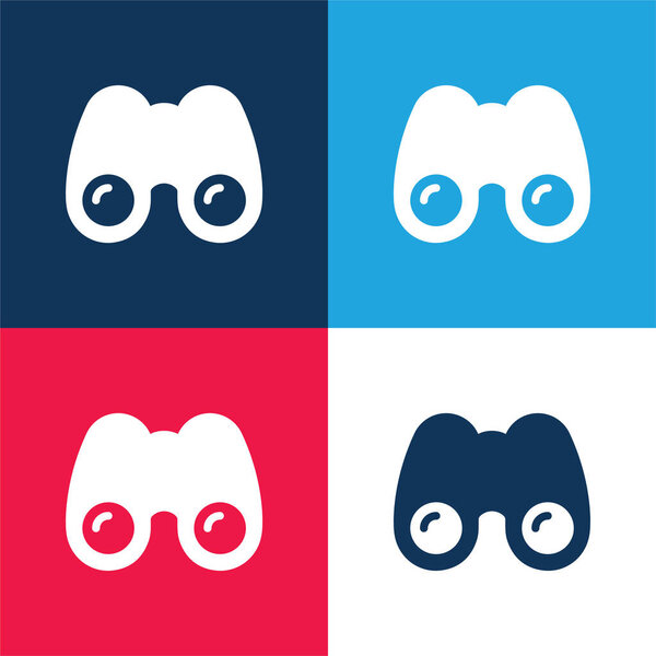 Binoculars blue and red four color minimal icon set