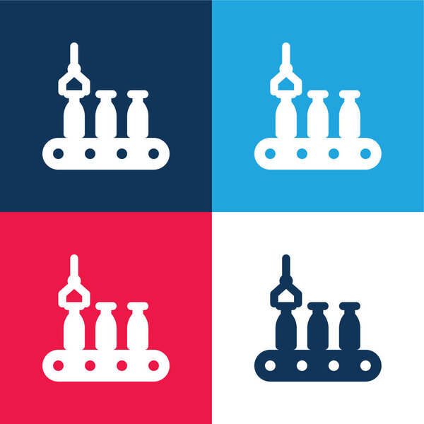 Assembly Line blue and red four color minimal icon set