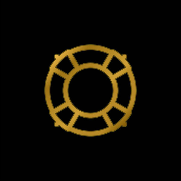 Big Lifesaver gold plated metalic icon or logo vector