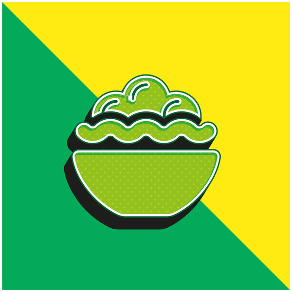 Bowl Full Of Food Green and yellow modern 3d vector icon logo